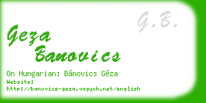 geza banovics business card